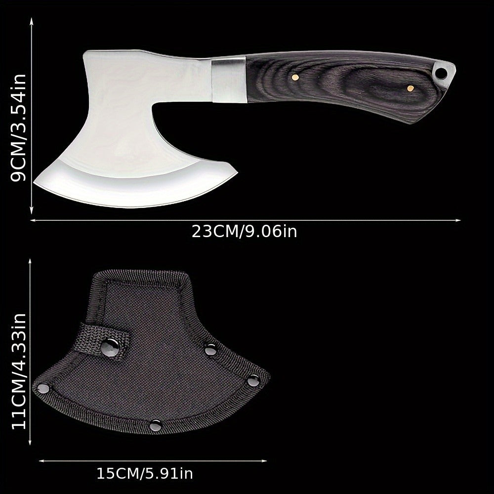 420J2 Steel Camping Axe with Non-Slip Sandalwood Handle and Fireproof Body