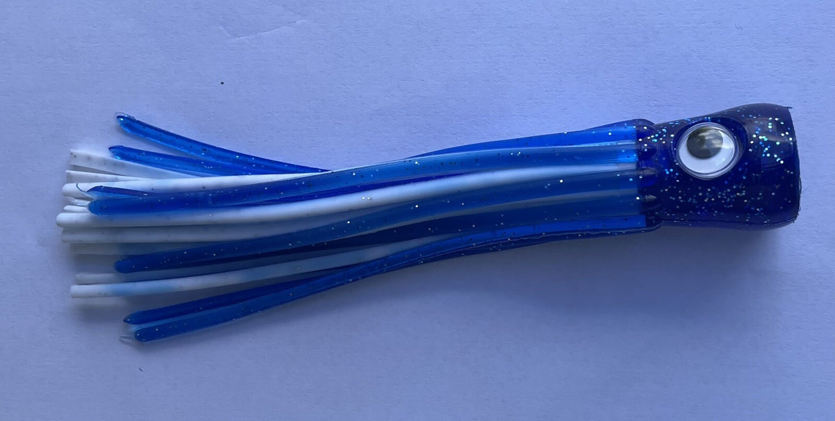 Fishing Trolling Skirts 5 Pack - Glitter Double Skirted Lures for Tuna Mahi Wahoo