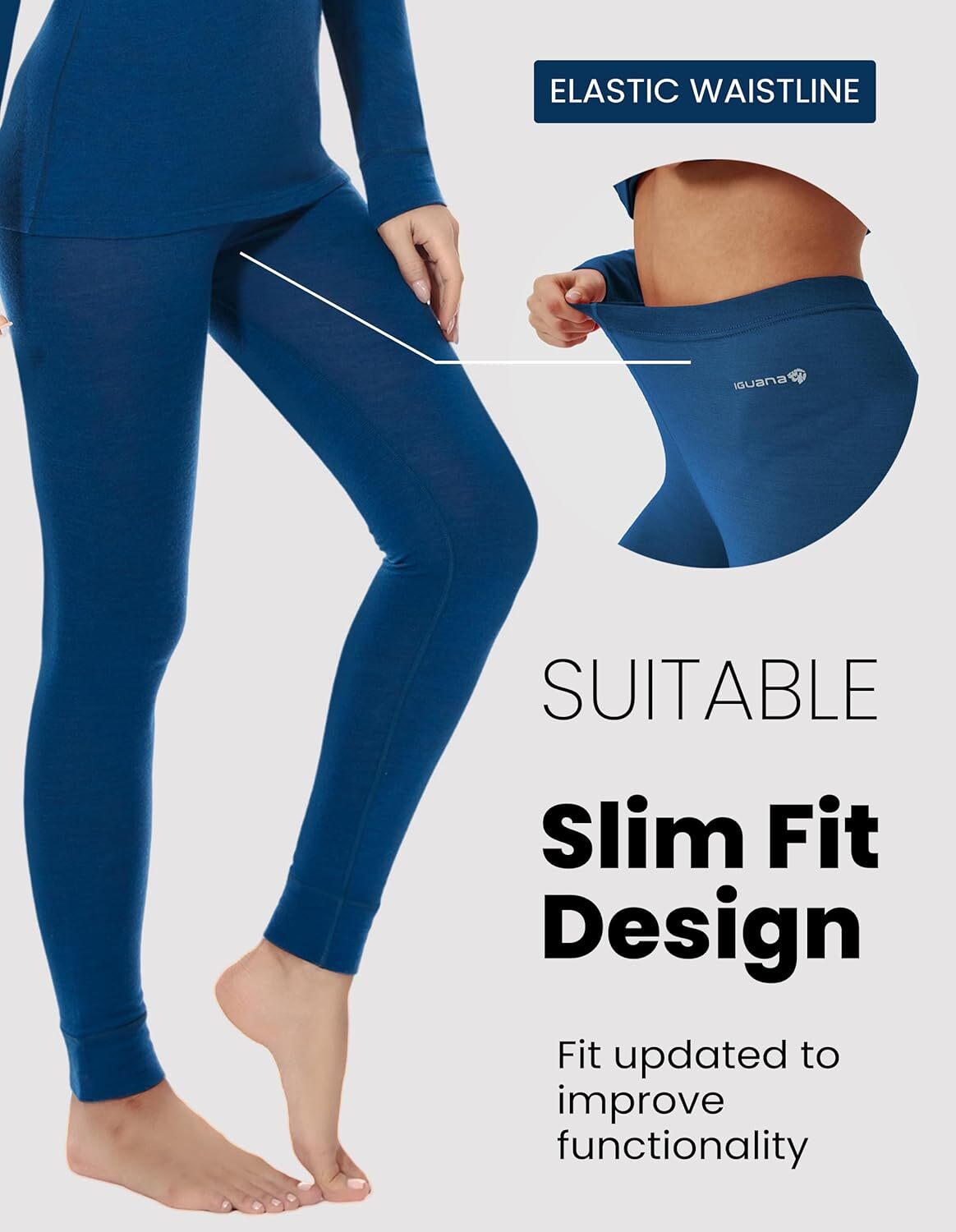 Merino Wool Base Layer Pants for Women - Thermal Long Johns, Breathable & Soft