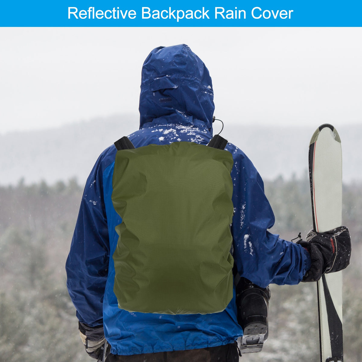45L Waterproof Backpack Rain Cover Oxford Cloth Dark Green - Hiking & Travel