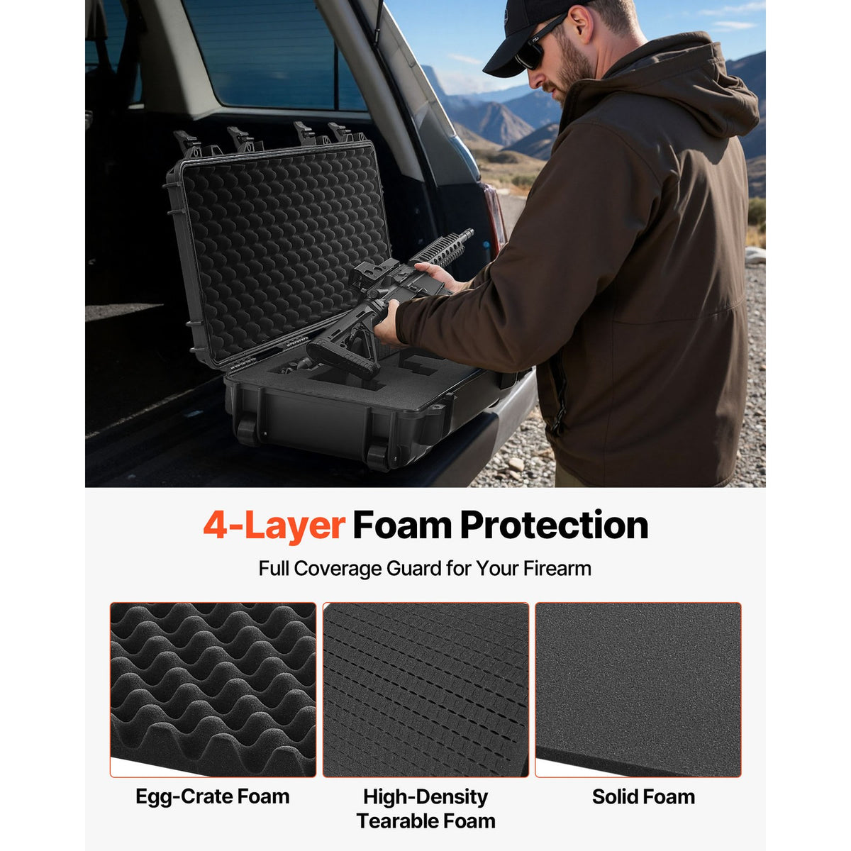 Waterproof Rifle Case with Custom Foam Storage - IP67 Black