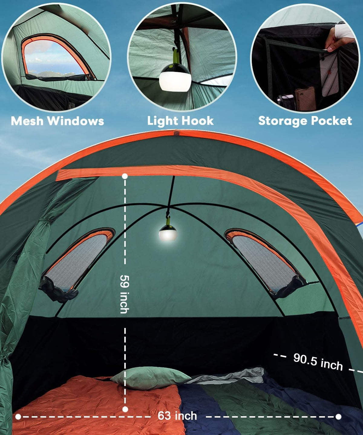 Truck Bed Tent for 2 Persons 5.5-5.8FT Pickup Waterproof Camping Shelter