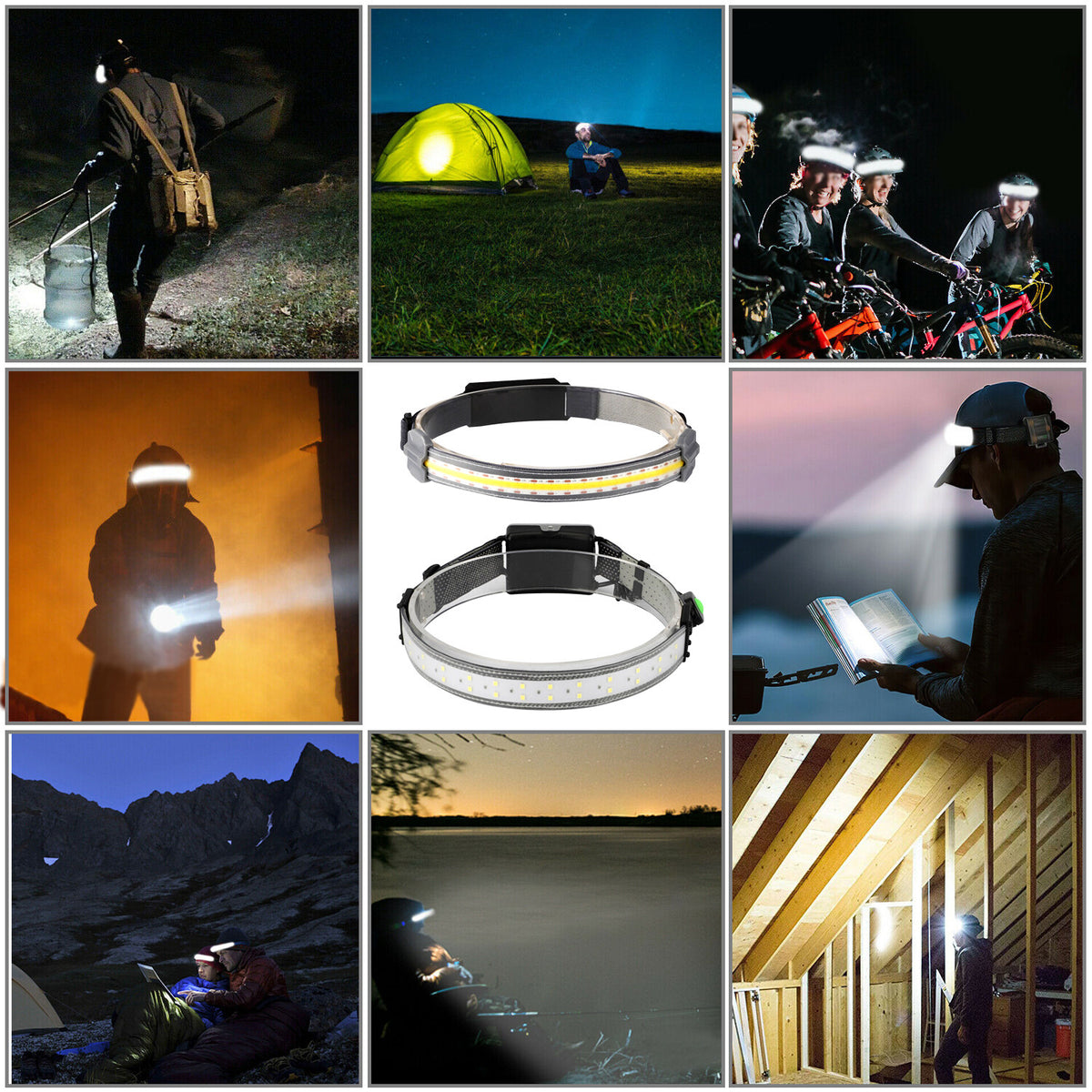 Rechargeable LED Headlamp with Adjustable Brightness and Water Resistance