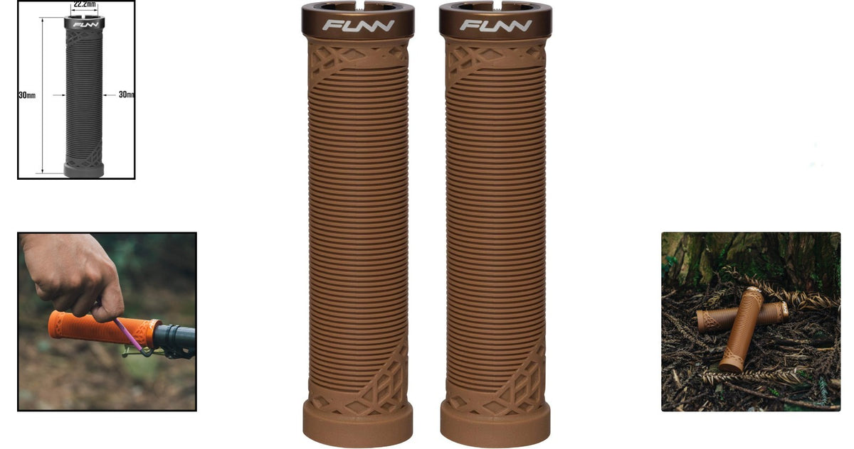 Mountain Bike Handlebar Grips with Lock-On Clamp - Durable and Comfortable, Brown