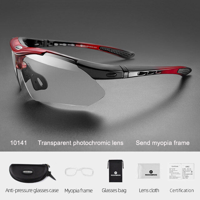 Photochromic Cycling Sunglasses with Polarized UV 400 Protection - Lightweight Full Frame Eyewear