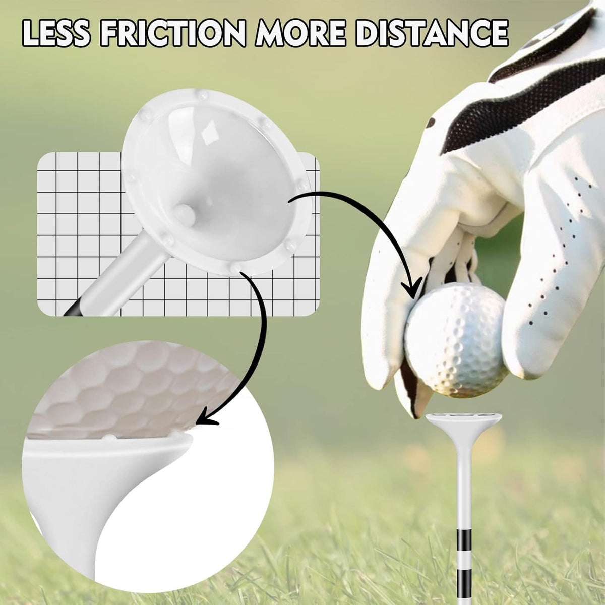 Unbreakable Plastic Golf Tees 3 1/4-Inch Pack of 50 with Big Cup Design