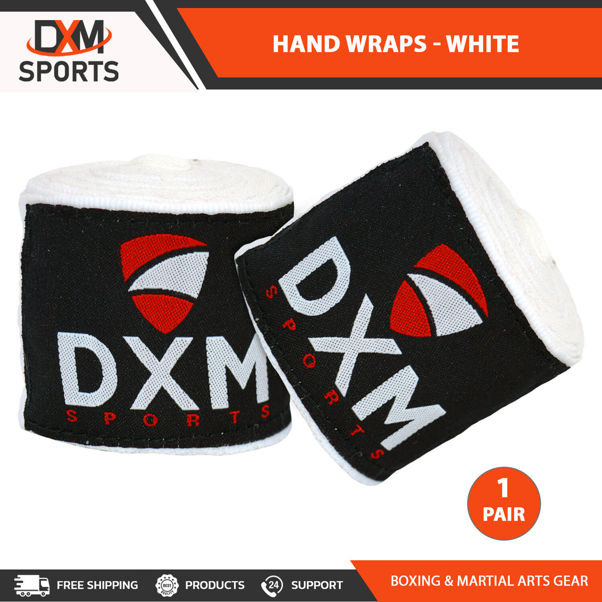Boxing Hand Wraps 180" Muay Thai MMA Wrist Support Bandages - Pack of 1-5 Pairs