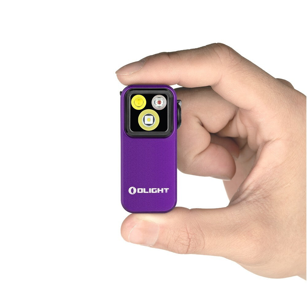 Olight Clip Pro Purple Clip-On Flashlight with Floodlight and Red Light - 500 Lumens