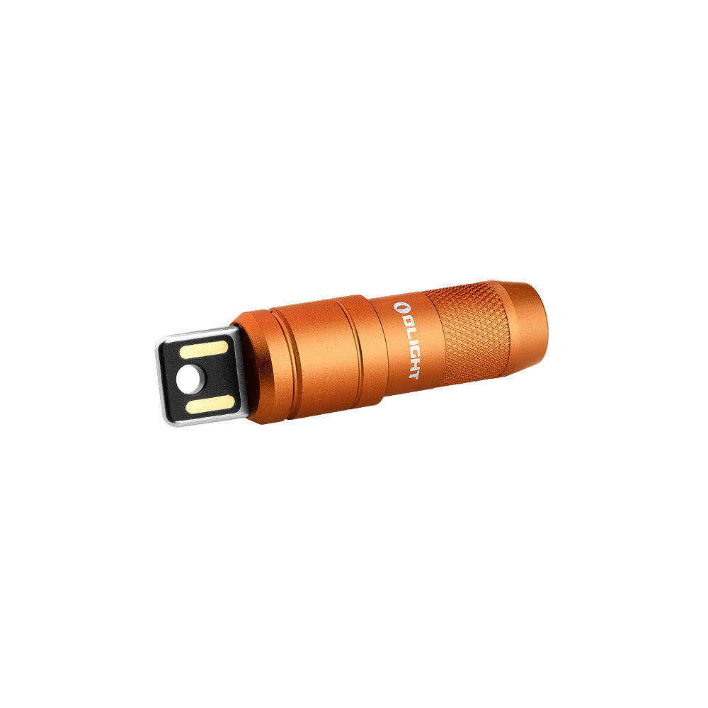 Rechargeable Mini Keychain Flashlight 50 Lumens - Orange, Compact LED