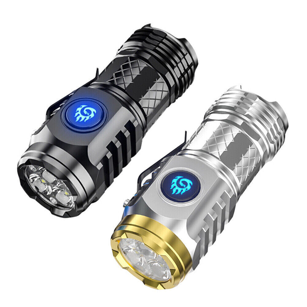 Mini Rechargeable Waterproof LED Flashlight - Compact Power Torch with USB