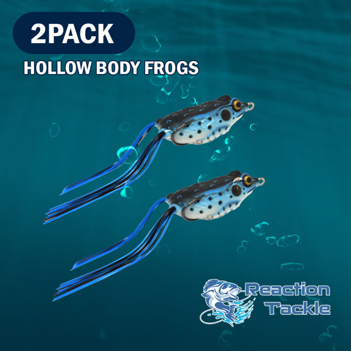 Topwater Bass Fishing Frogs 2.5 Inch 2 Pack - Weedless Hollow Body Lures