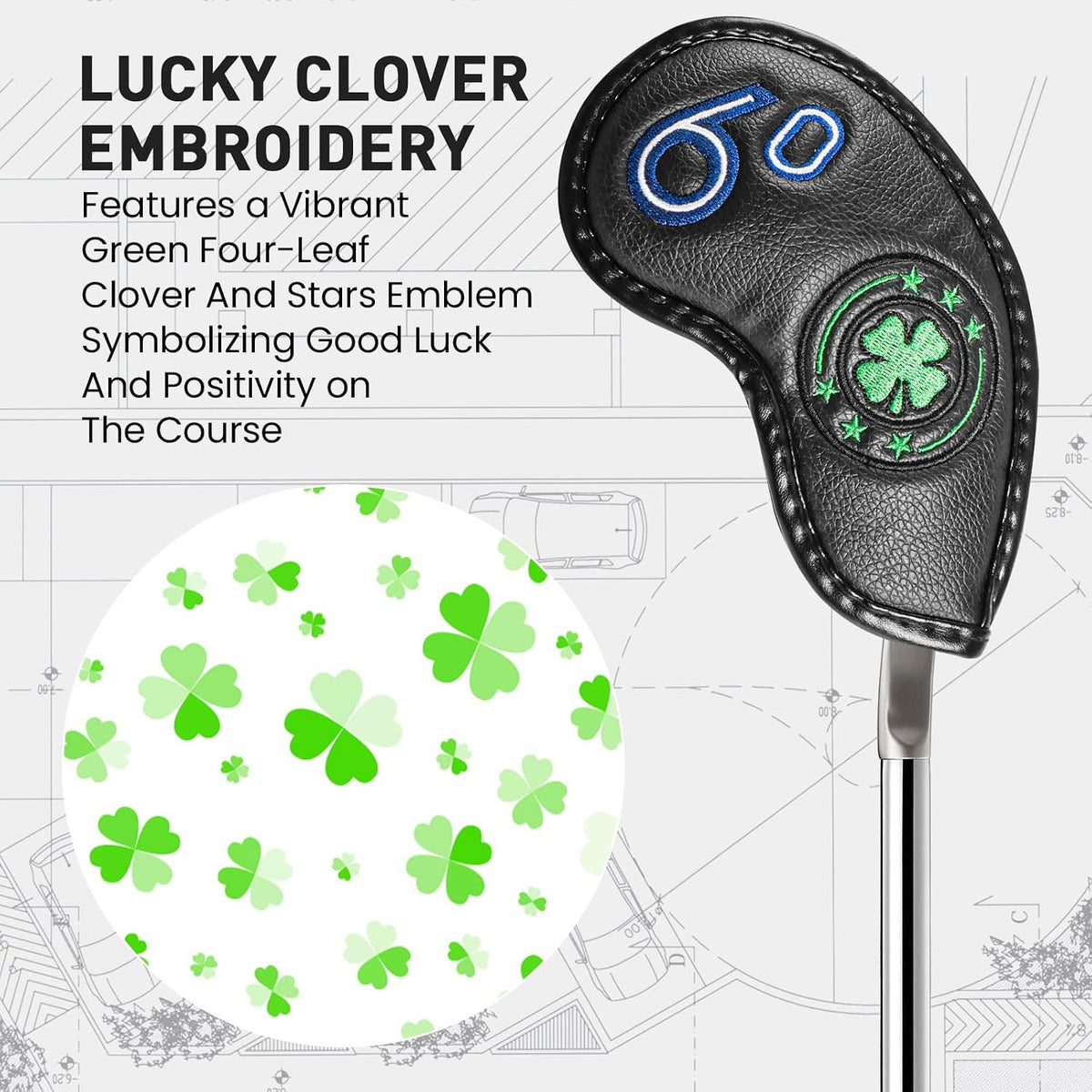 Golf Wedge Iron Head Covers 52°, 54°, 56°, 60° - Waterproof & Durable