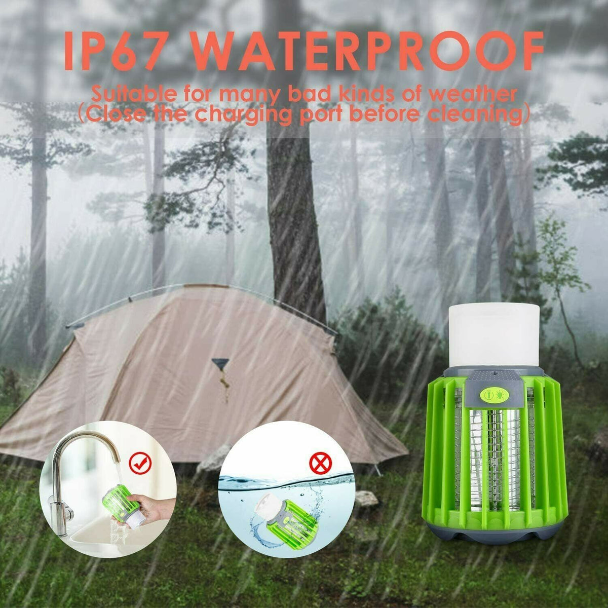 4-in-1 Rechargeable Camping Lantern with Mosquito Zapper and Ultraviolet Light