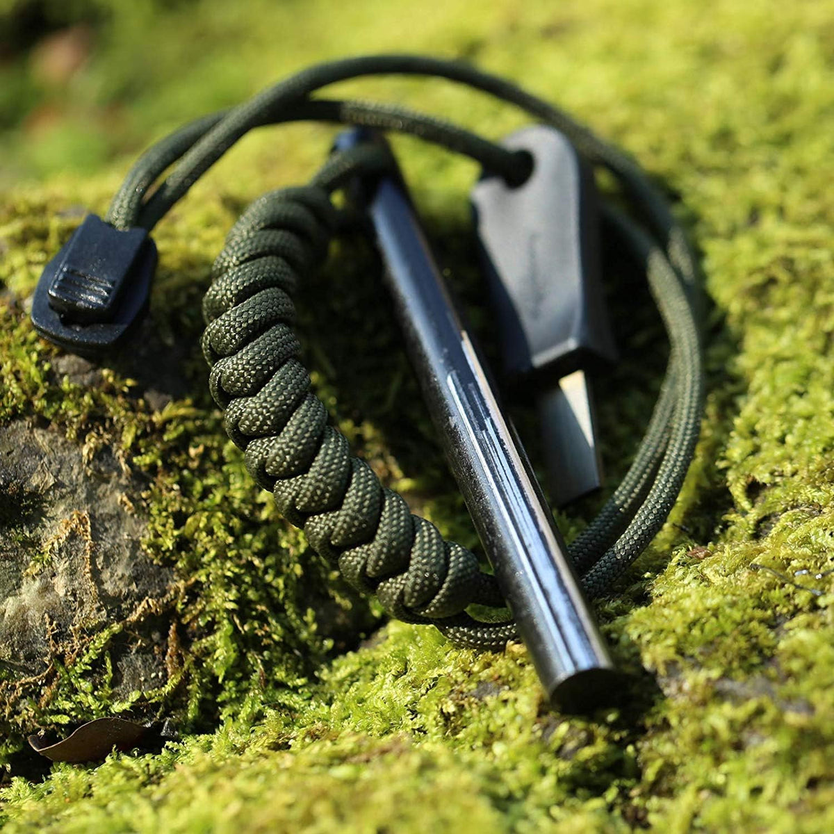 4-Inch Ferrocerium Fire Starter with Paracord and Striker - Survival Tool