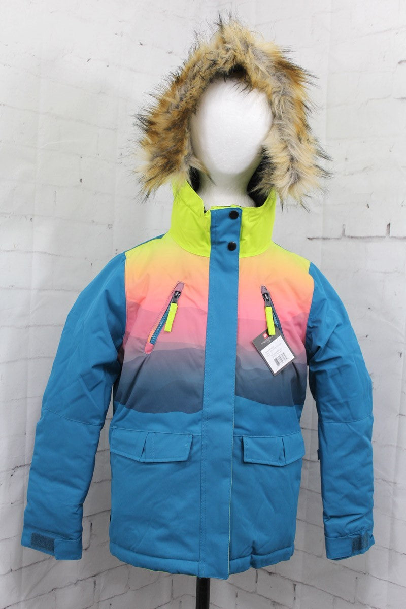 Girl's Youth Snow Jacket with Insulation and Waterproof Features - Small, Dark Lagoon/Mountain Sunset
