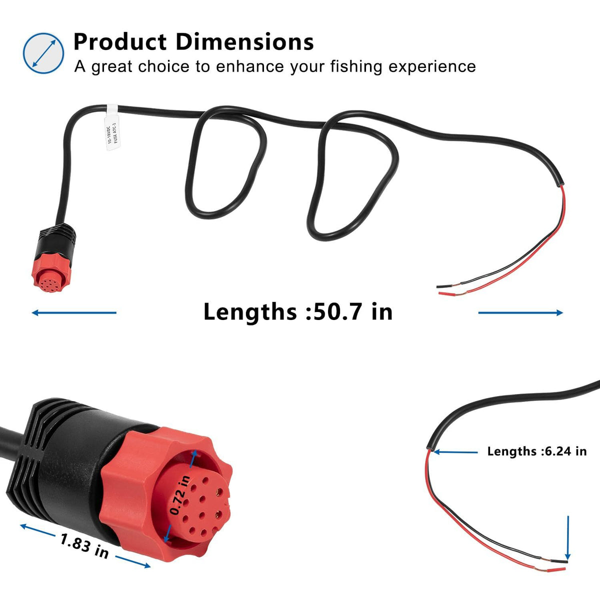 2-Wire Power Cable for Lowrance HDS Elite Ti Hook Mark - 3ft Replacement