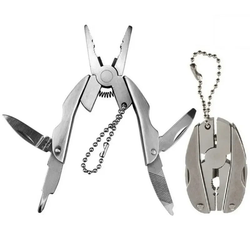 Portable Multi-Tool Pliers Knife Keychain Set - Stainless Steel, Outdoor