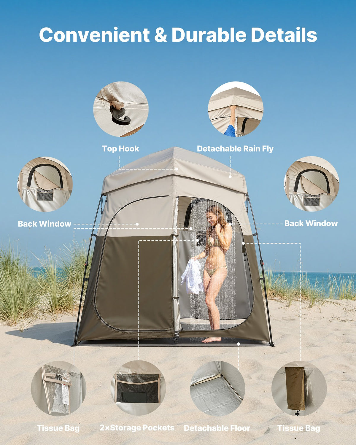 Foldable Camping Shower Tent with Privacy Enclosure for Outdoor Use