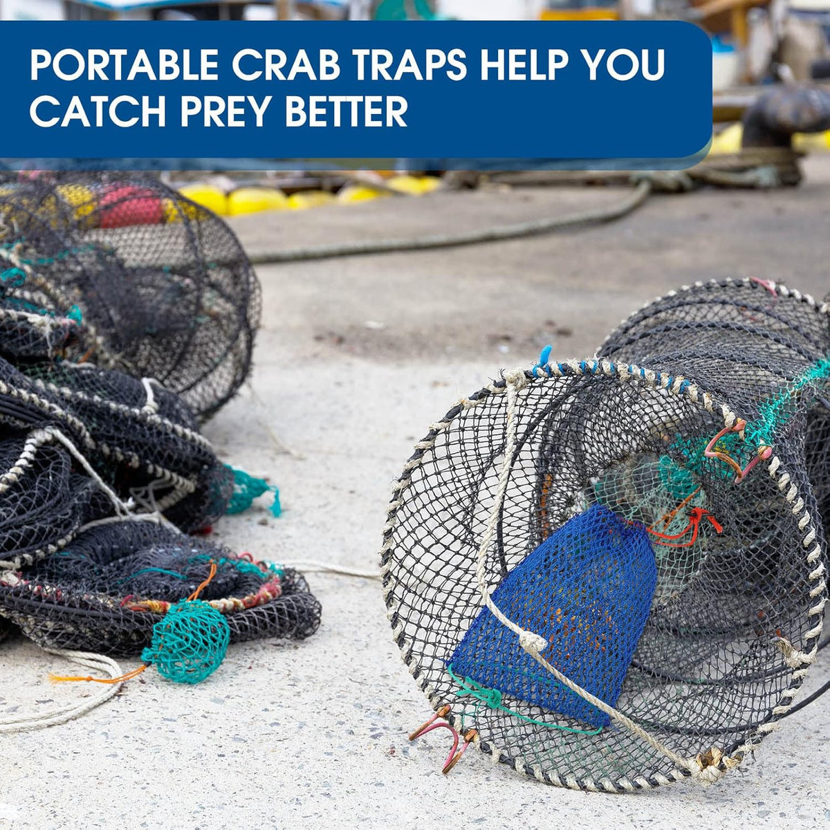 Crab Trap Bait Bags with Lockers - 6 Pcs Portable Fishing Mesh Bags