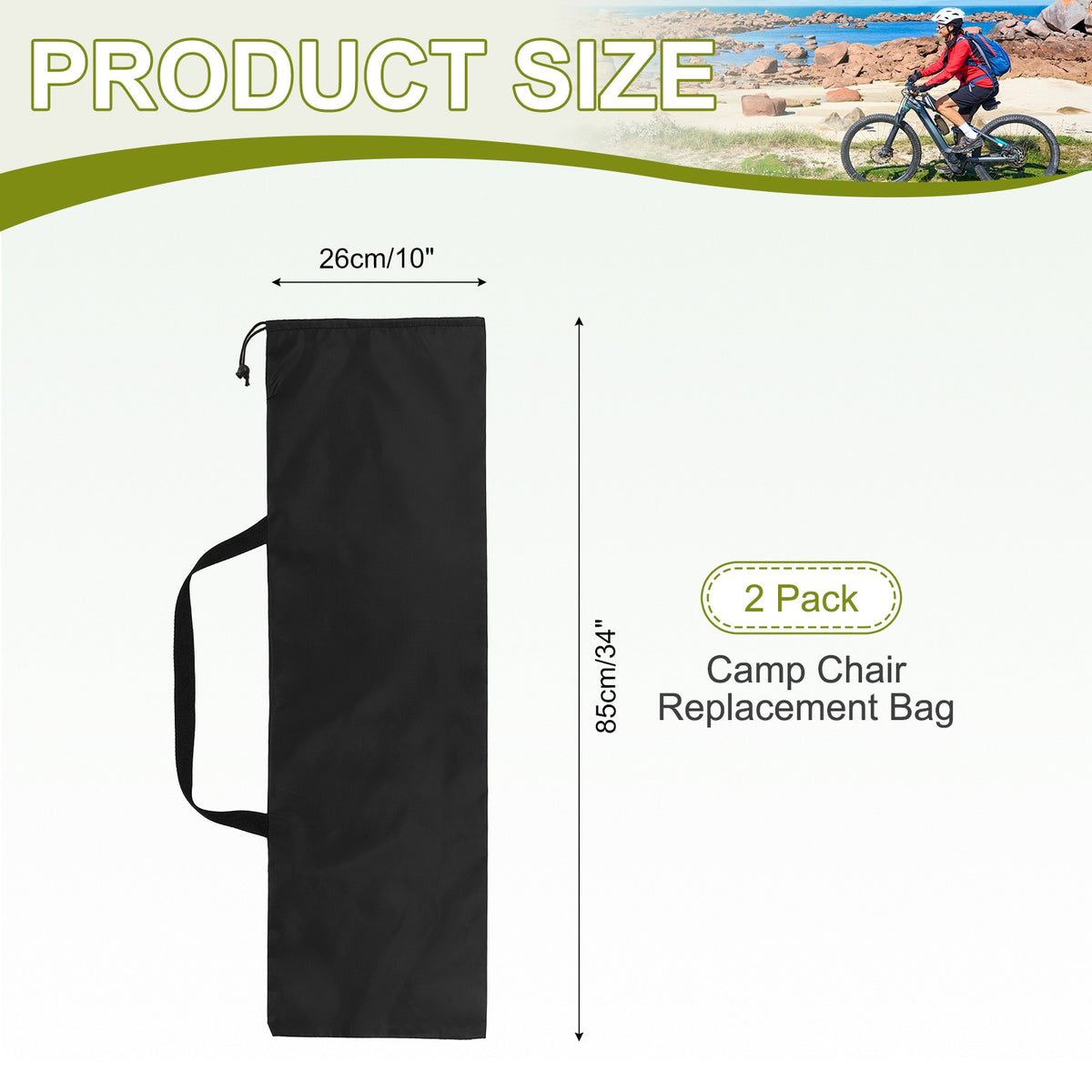2 Pack Camping Chair Replacement Bags 34 x 10 Inch Nylon Storage Bags