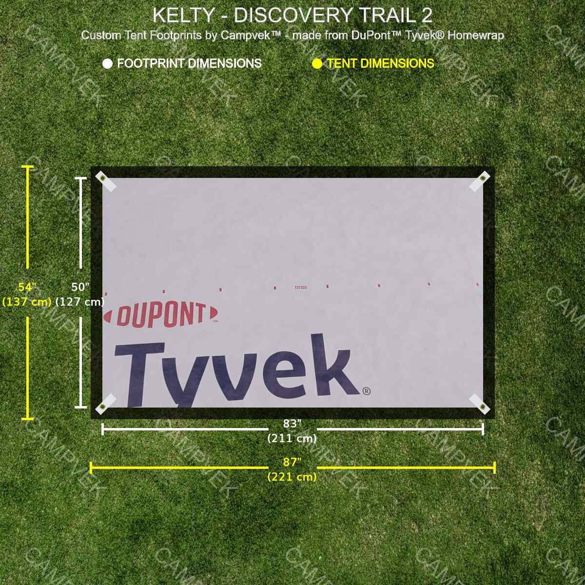 Tyvek Tent Footprint for KELTY DISCOVERY TRAIL 2 Tent - Water-Resistant Camping Ground Cover