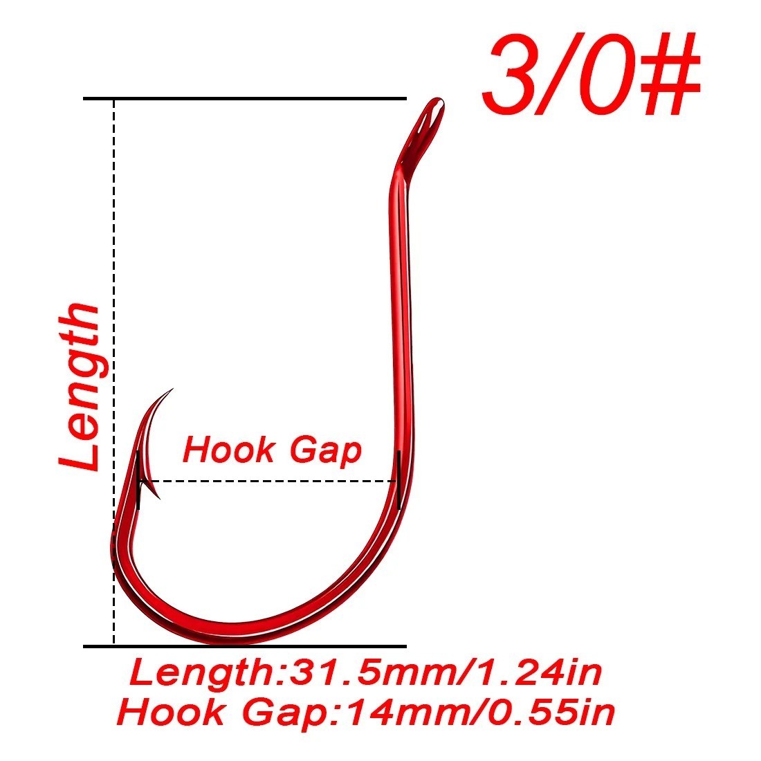 Saltwater & Freshwater Fish Hooks - 100 Pcs Red Octopus Circle Hooks