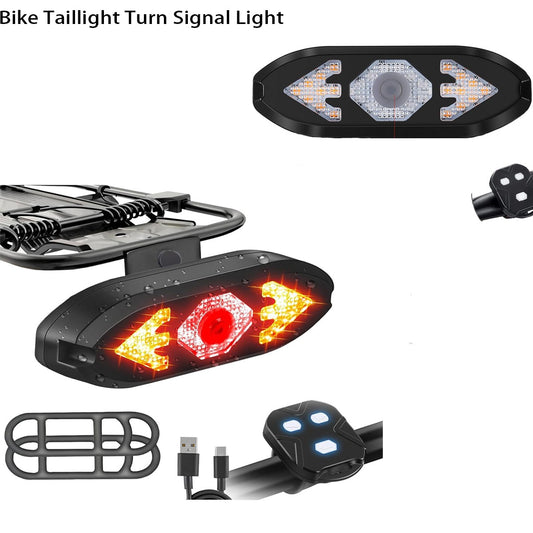 Wireless Bike Tail Light with Turn Signals Remote Control USB Rechargeable