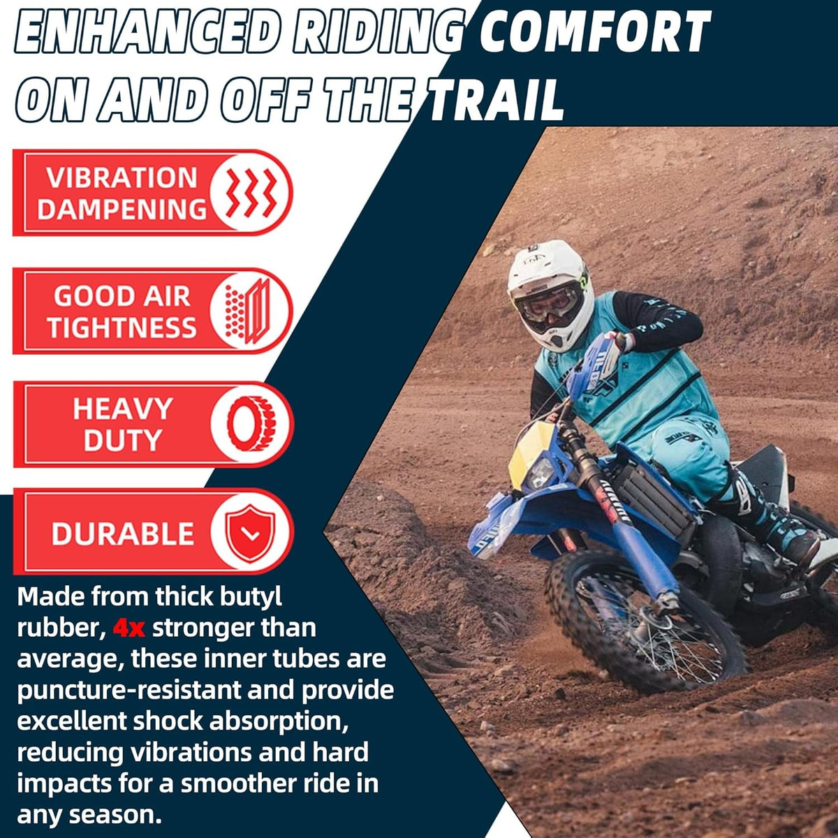 Heavy Duty 18-Inch Dirt Bike Inner Tube with TR4 Valve for 110/100-18 Tires