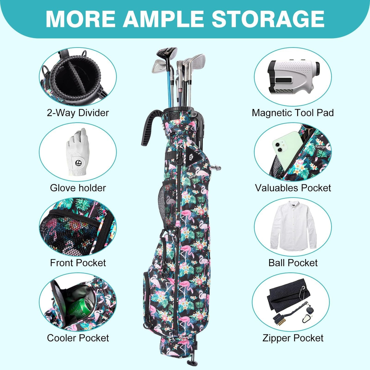 Lightweight Golf Stand Bag with Strap & Cooler Pocket - Fits 5-6 Clubs