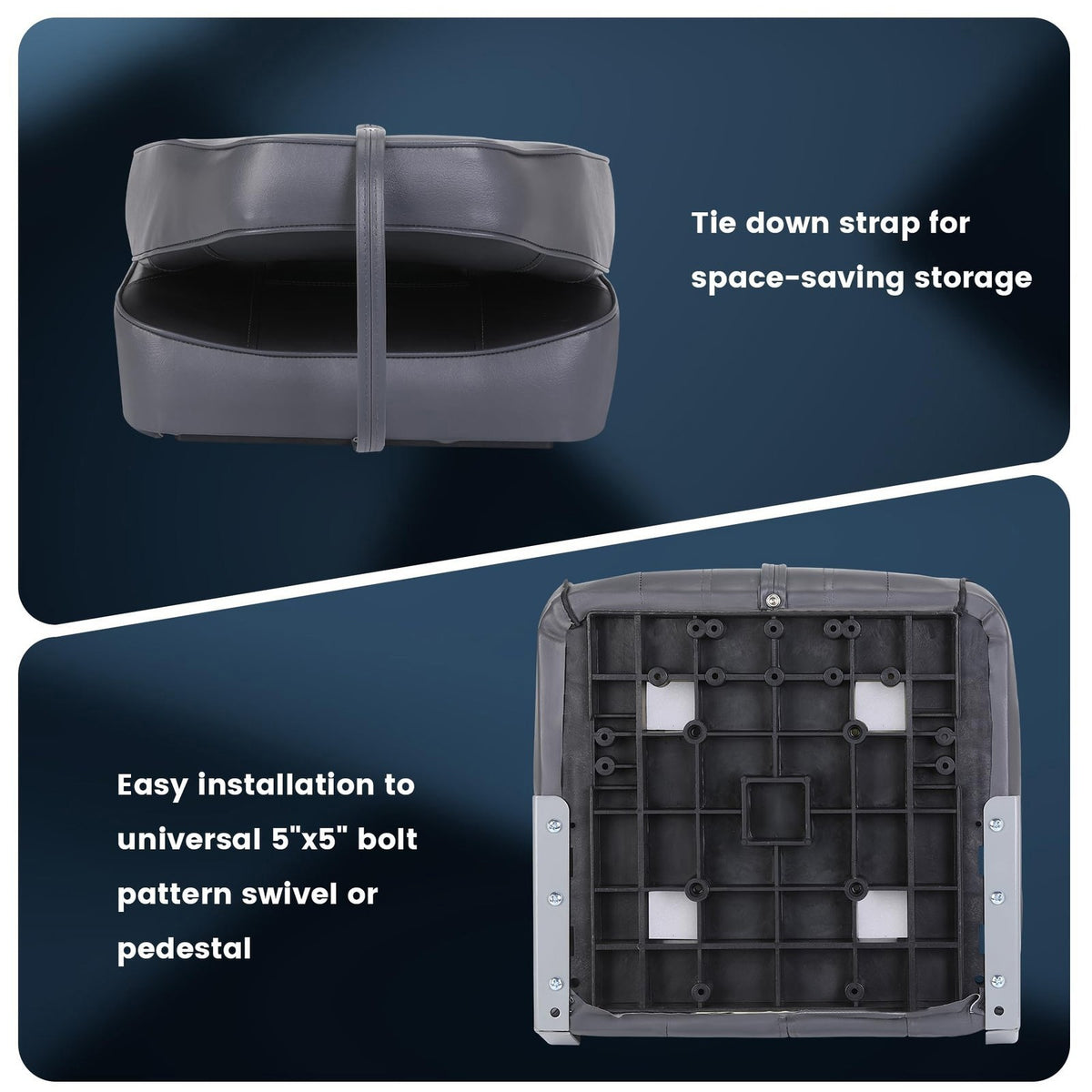 2-Pack Fold-Down Boat Seats with Thick Cushions and Weatherproof Material