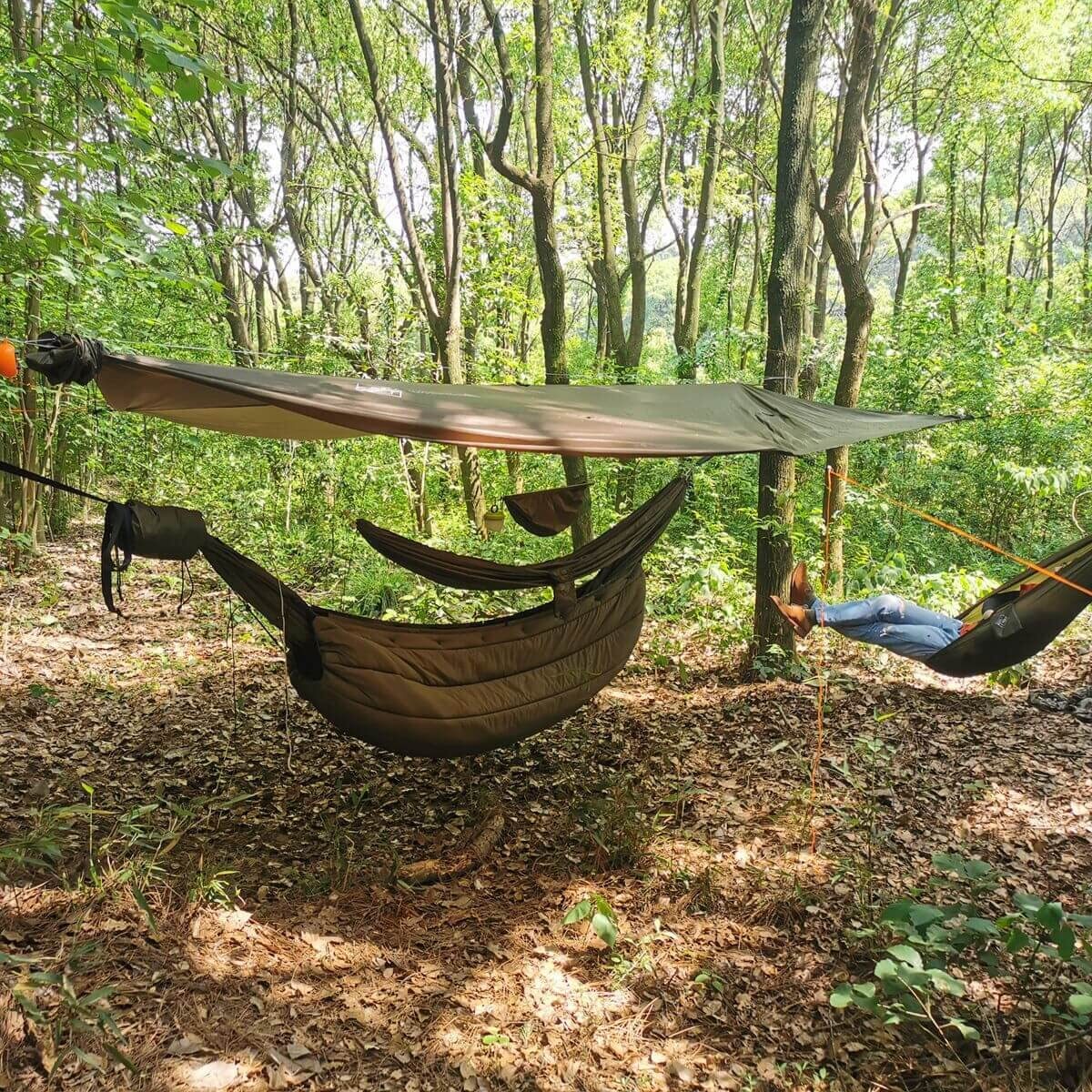 12ft Camping Tarp Sleeve Rain Fly for Hammocks and Tents - Water-Resistant, Easy Storage