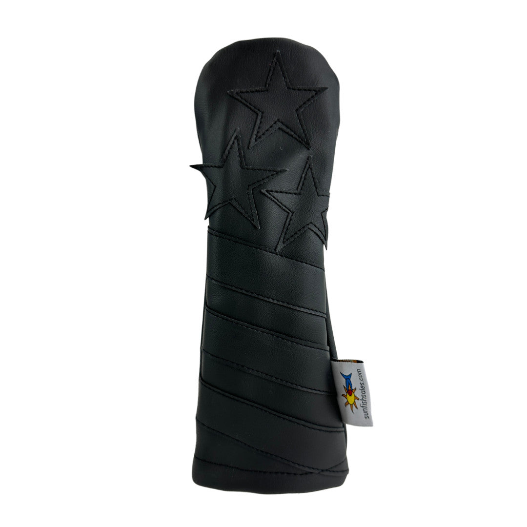 Sunfish Black Murdered Out Sunfish Leather Golf Headcover Set - Driver, Fairway & Hybrid