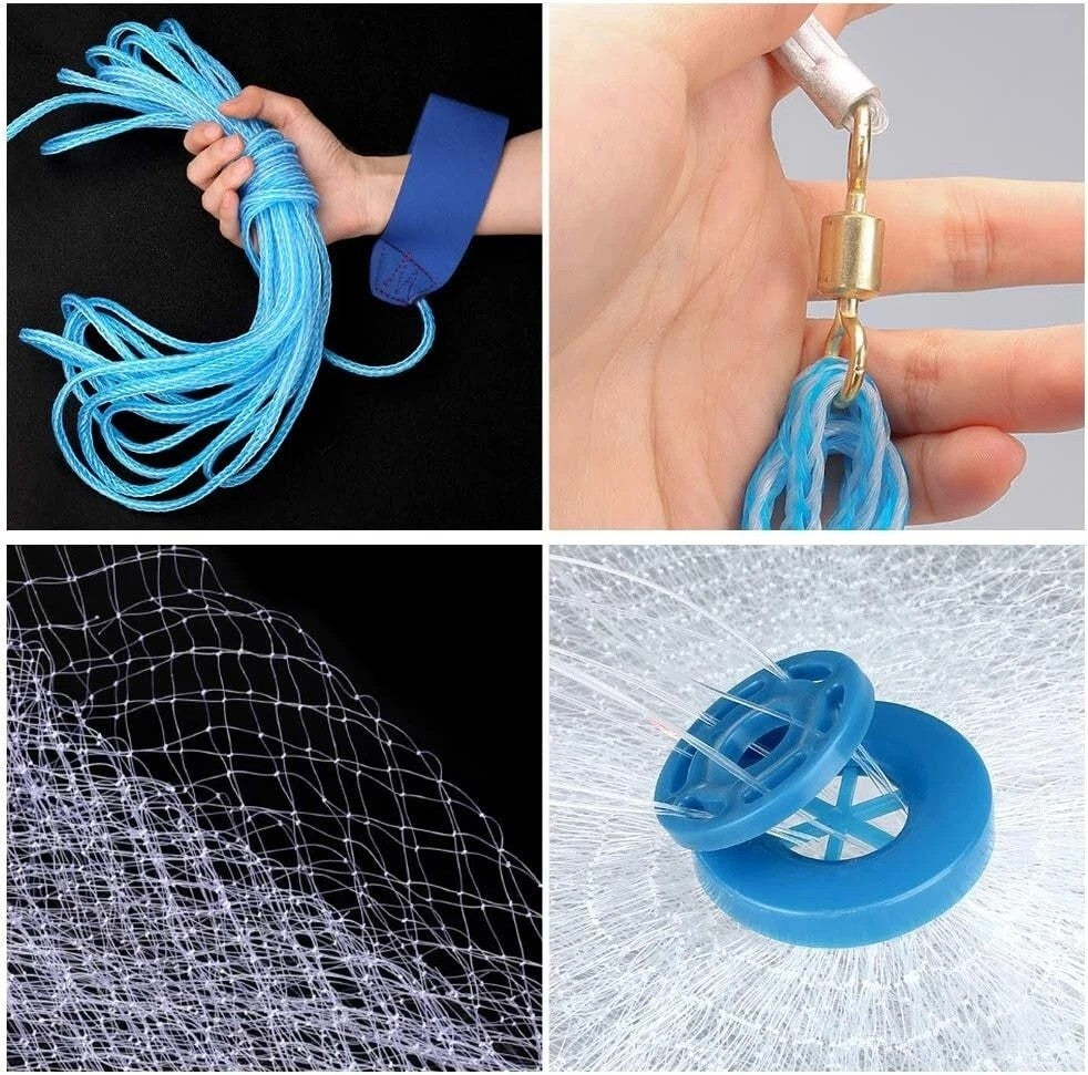 6/8/10FT Heavy Duty Fishing Cast Net for Bait & Shrimp - Easy Throw Nylon Mesh