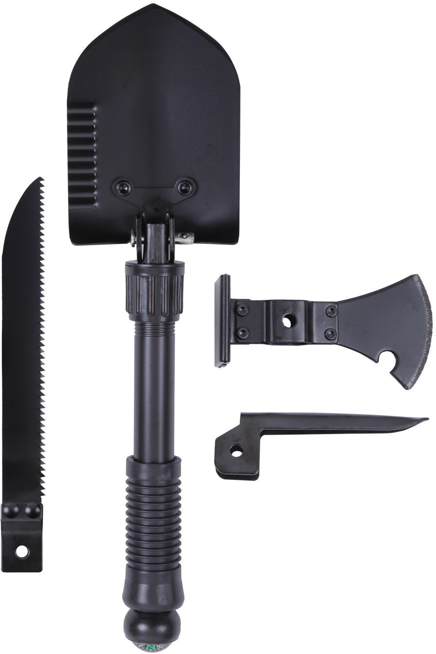 Black 5-in-1 Multipurpose Camping Tool Set with Shovel Saw Axe & Compass