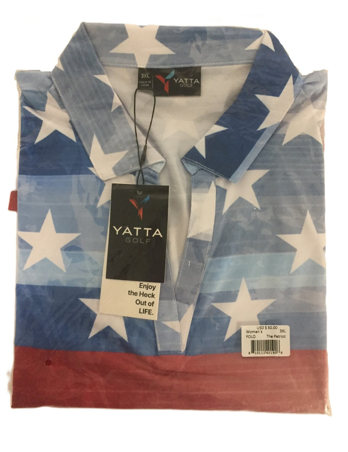 Women's Patriotic Golf Polo Shirt - Red, White, Blue USA Flag Performance Top 3XL