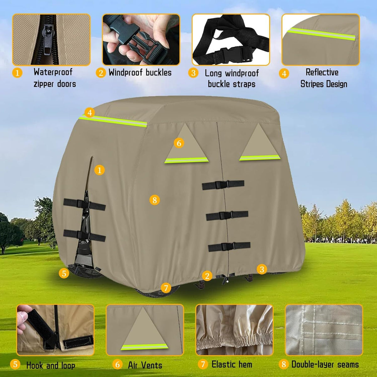 Waterproof Golf Cart Cover for 4 Passenger Club Car - All-Weather Protection
