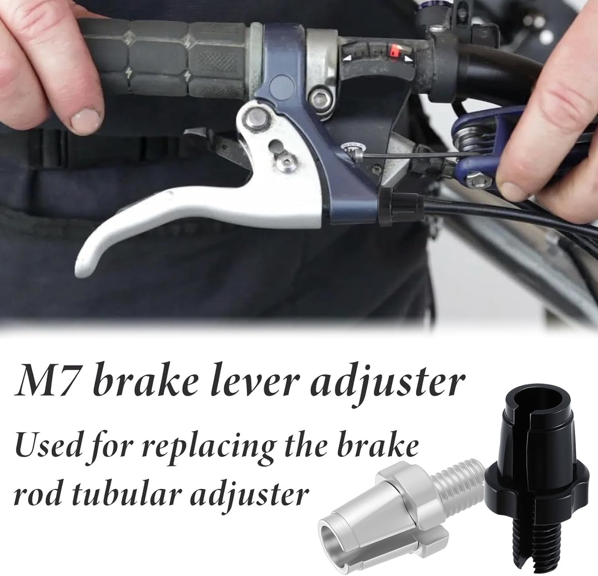 Bike Brake Lever Adjuster Screws Set - Aluminum, M7 Thread, Black & Silver