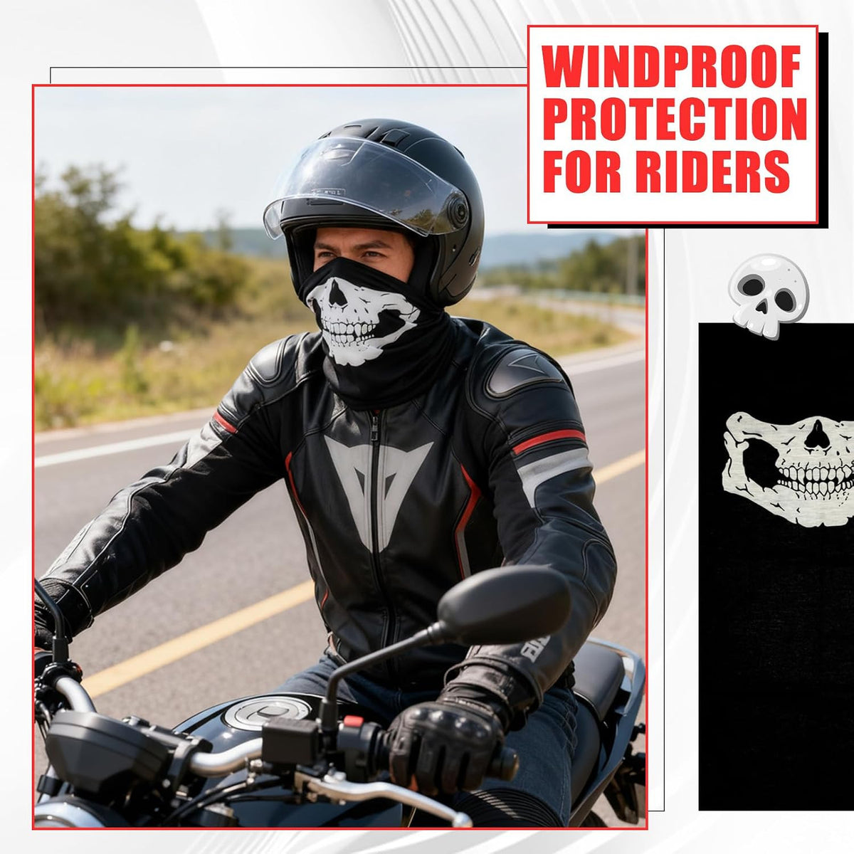 Skull Balaclava Face Mask Pack for Motorcycle Riding and Skiing