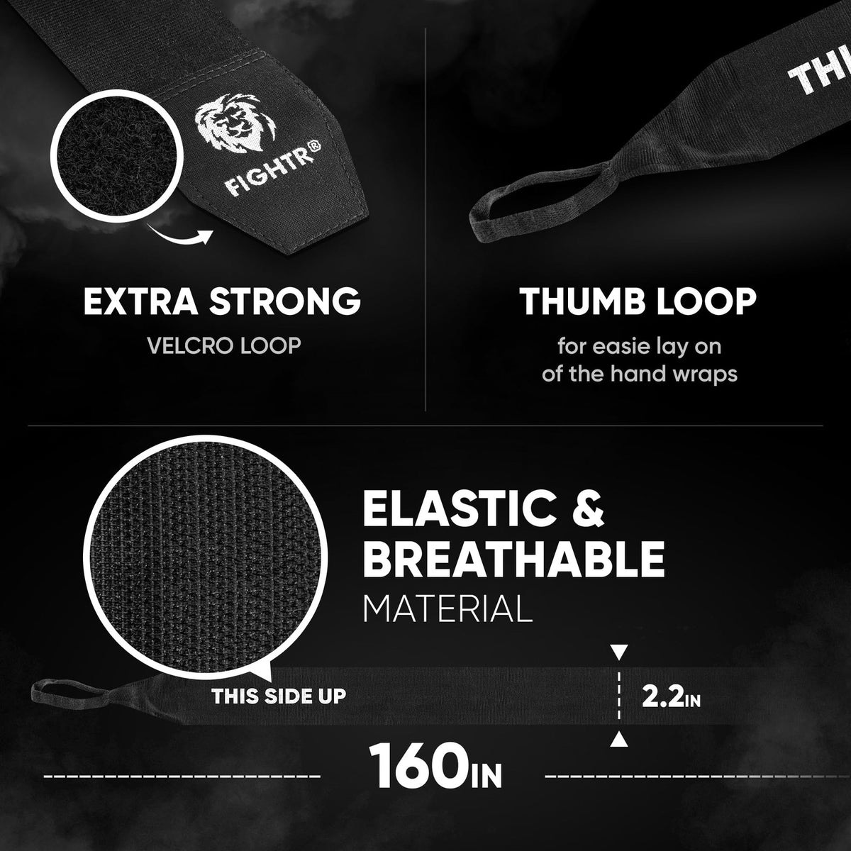 160-Inch Boxing Hand Wraps with Thumb Loop - MMA & Martial Arts Protective Gear