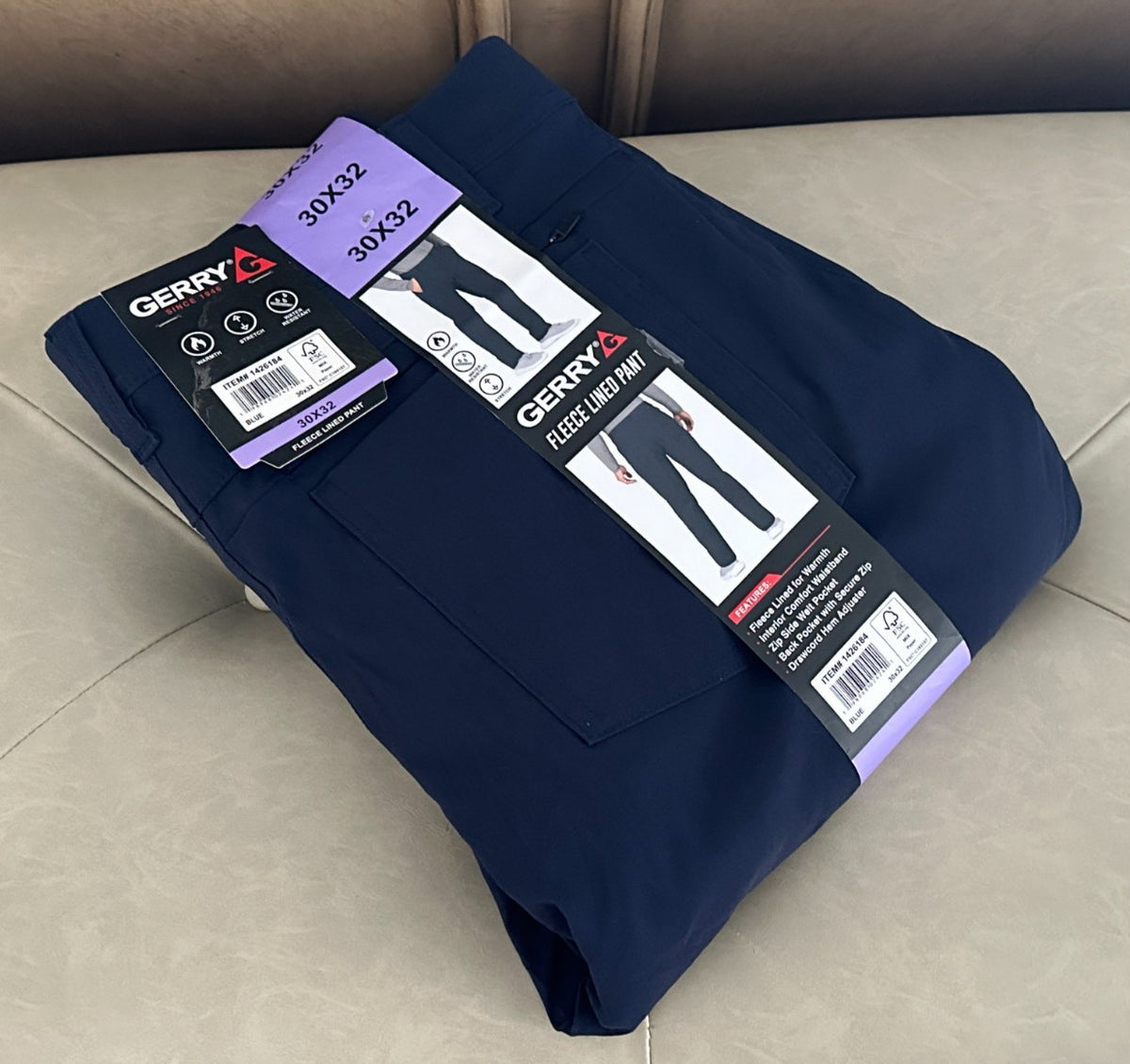 Men's Fleece Lined Pants - Blue, 30x32