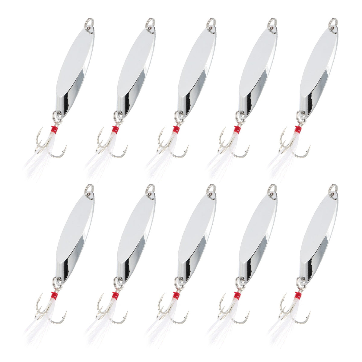 10Pcs Metal Fishing Spoons Lures Set - Silver Casting Tackle for Freshwater & Saltwater