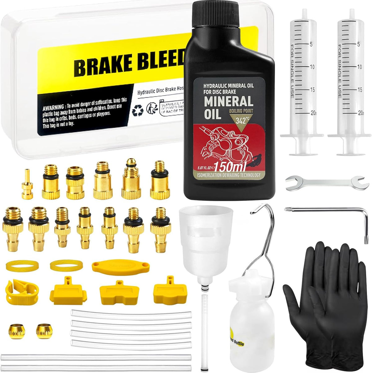 Bike Brake Bleed Kit for Hydraulic Disc Brakes - Shimano, Tektro, TRP