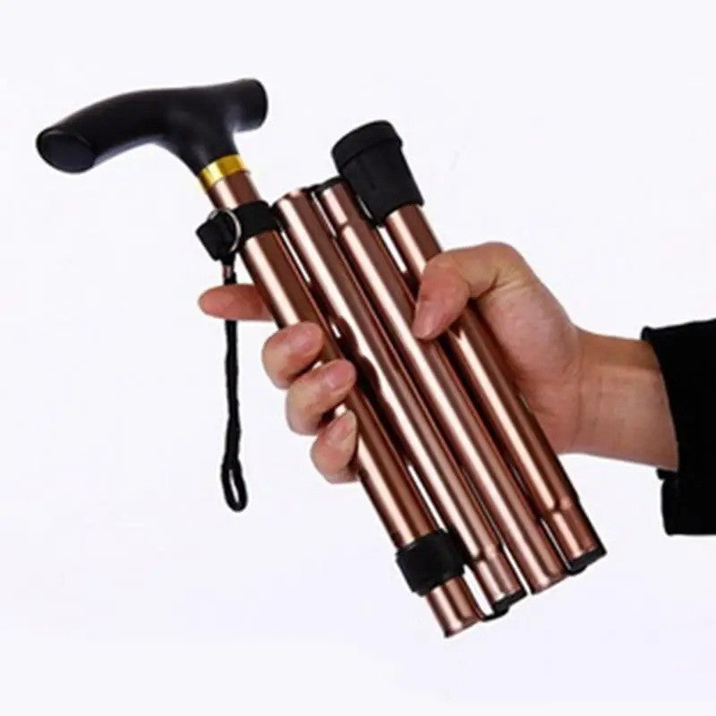Adjustable Collapsible Aluminum Walking Cane - Folding Travel Stick with Rubber Tip