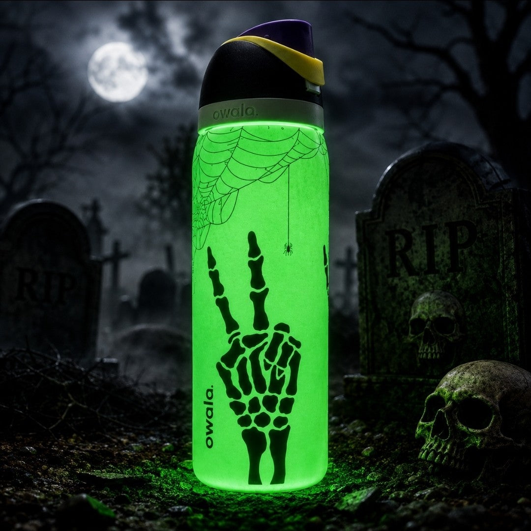 Glow in the Dark Skeleton Hand Water Bottle 32oz - Halloween Themed Hydration