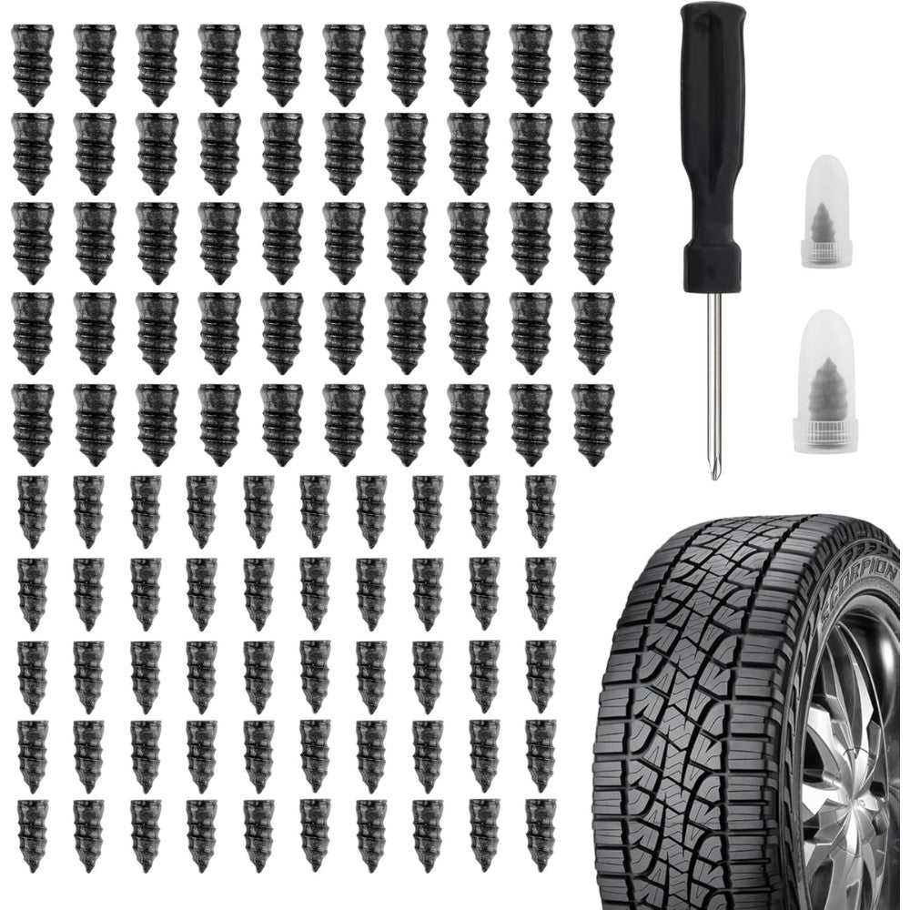 Car Tire Repair Kit 100PCS with Screwdriver Rubber Plugs for Flat Tires