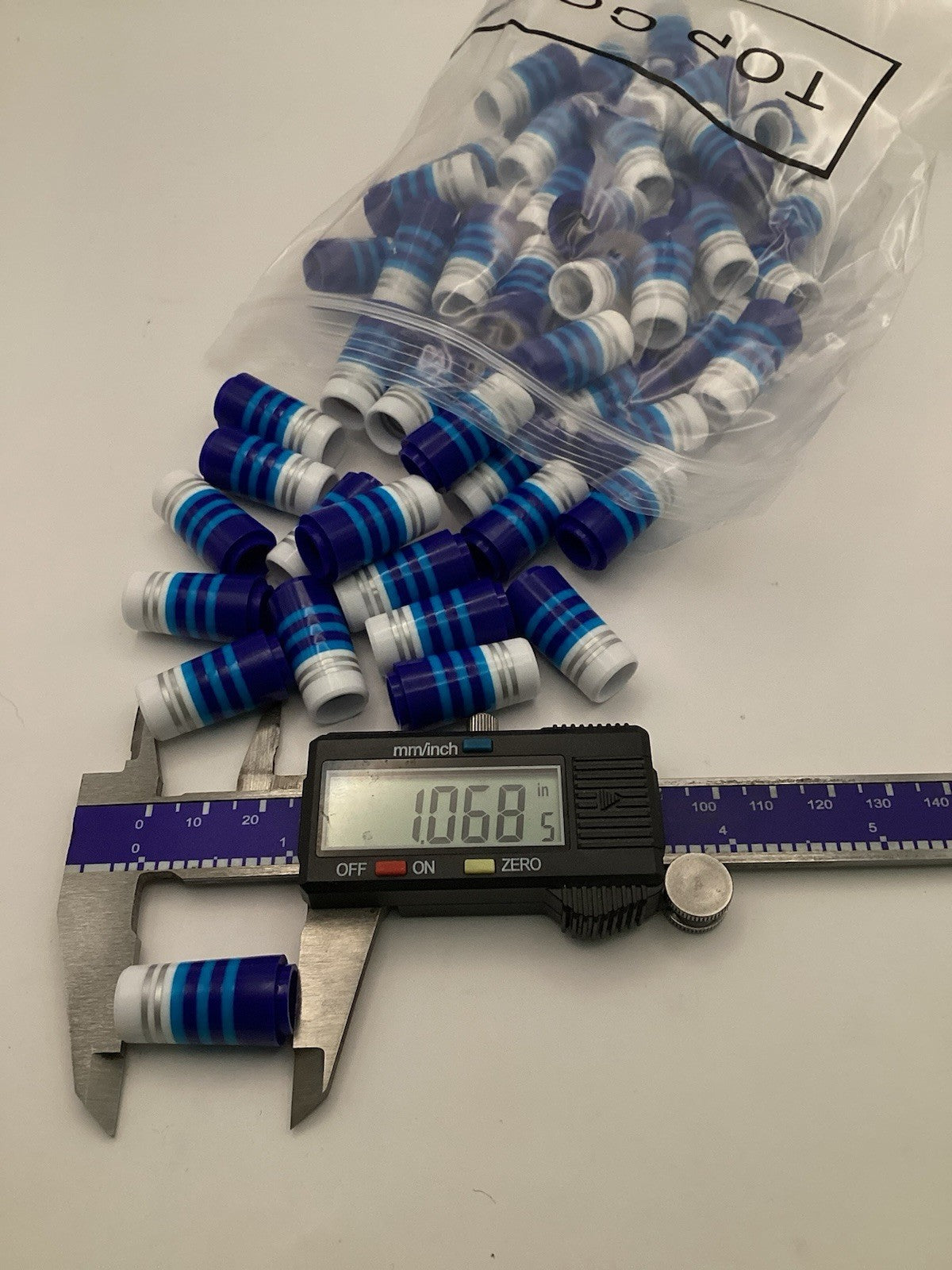 Golf Ferrules 12 Pcs White and Blue Striped Taper Tip Iron Ferrules for Clubs
