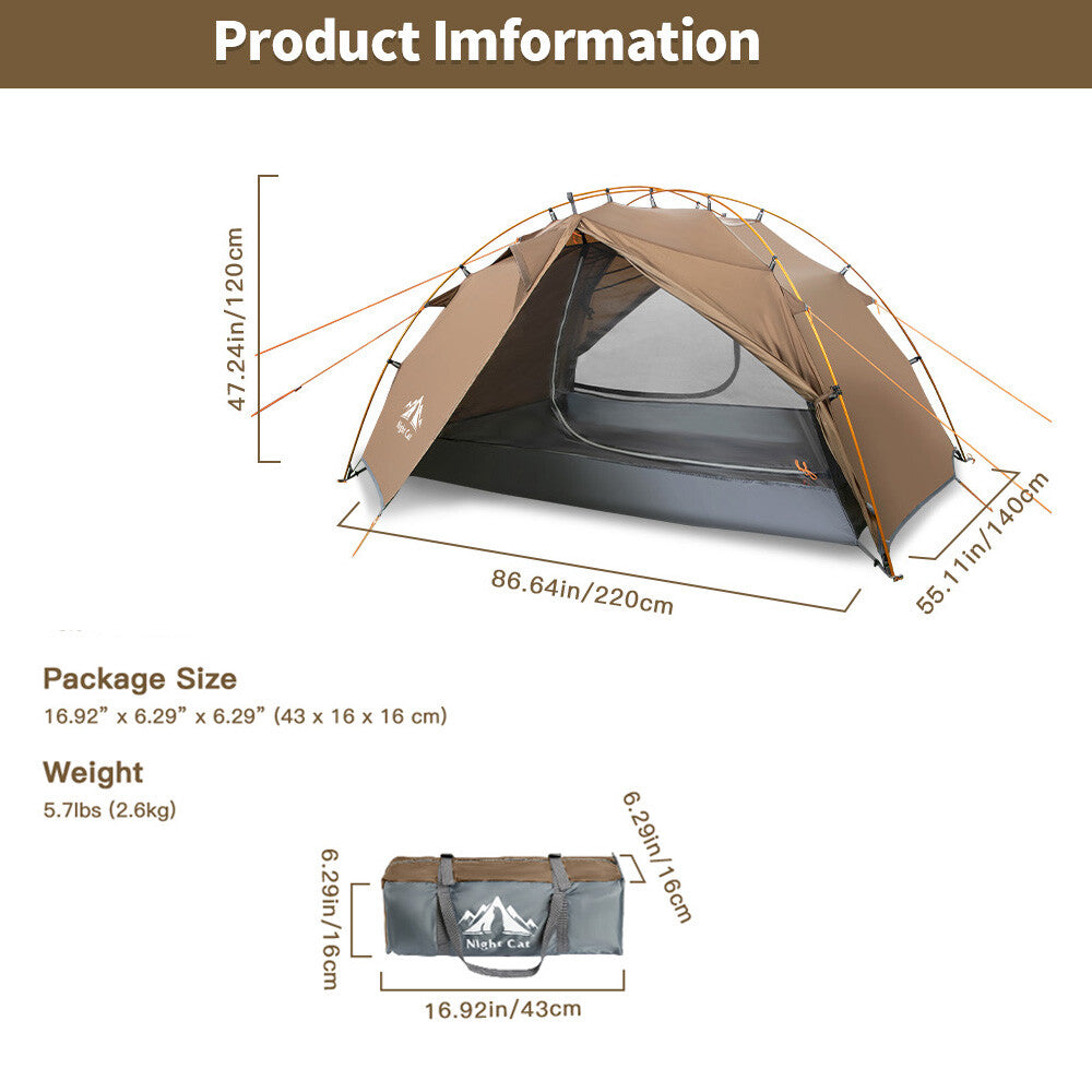 2 Person Ultralight Waterproof Camping Tent with Easy Setup - Hiking & Backpacking