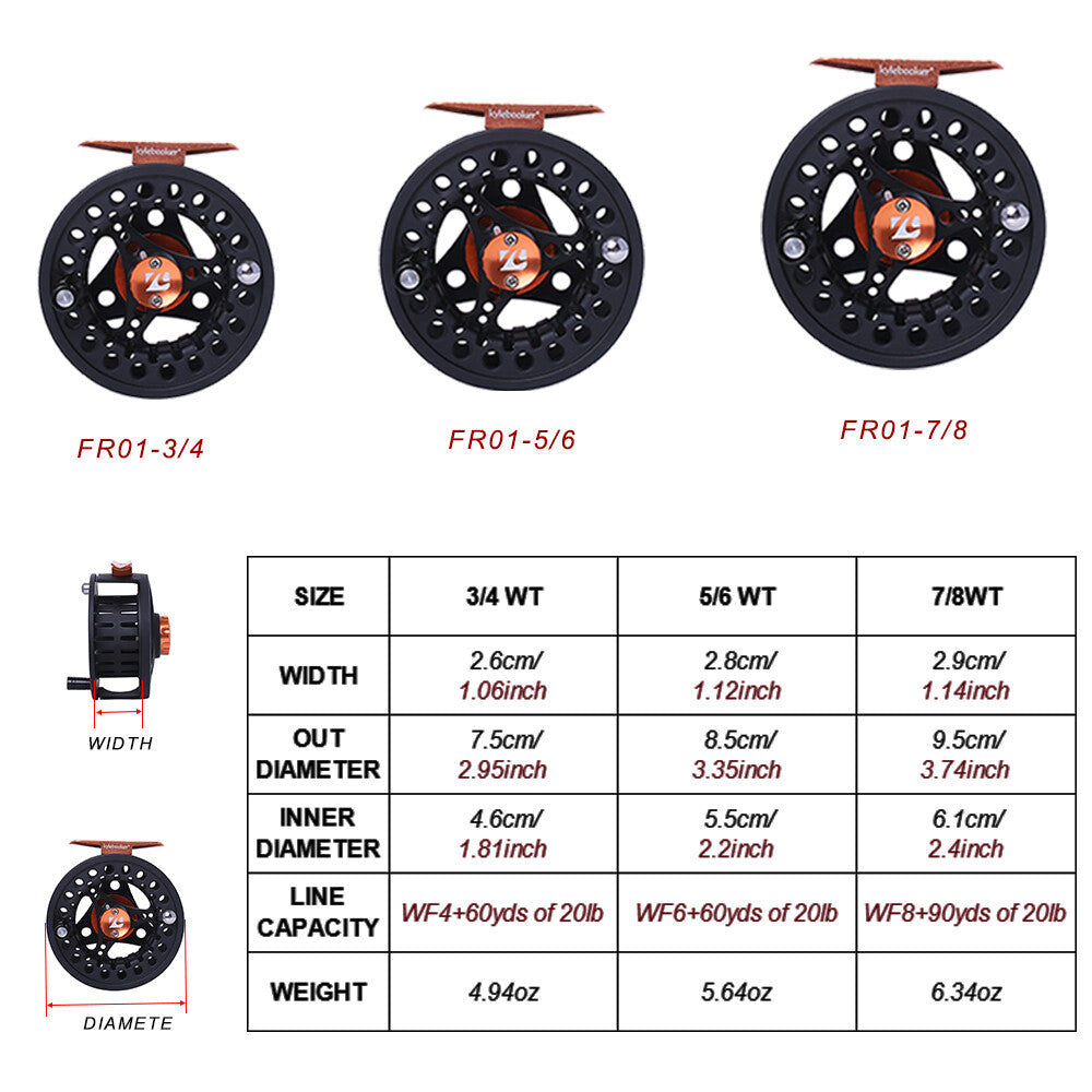 Fly Fishing Reel Aluminum Large Arbor 3/4 5/6 7/8WT Hand-Change