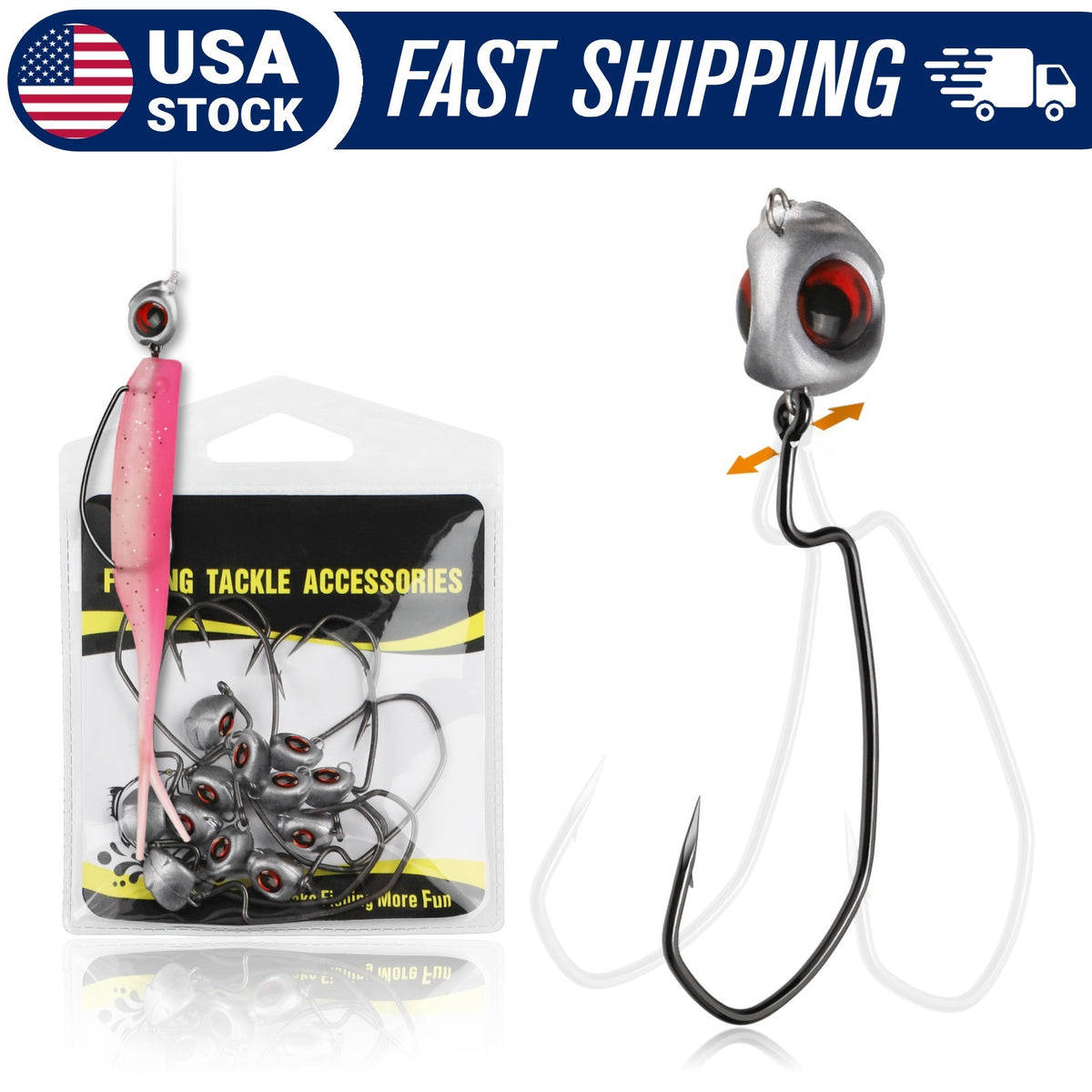 3/8 oz Jig Heads for Bass Fishing - 12-Piece Swimbait Jig Heads with 3D Eyes
