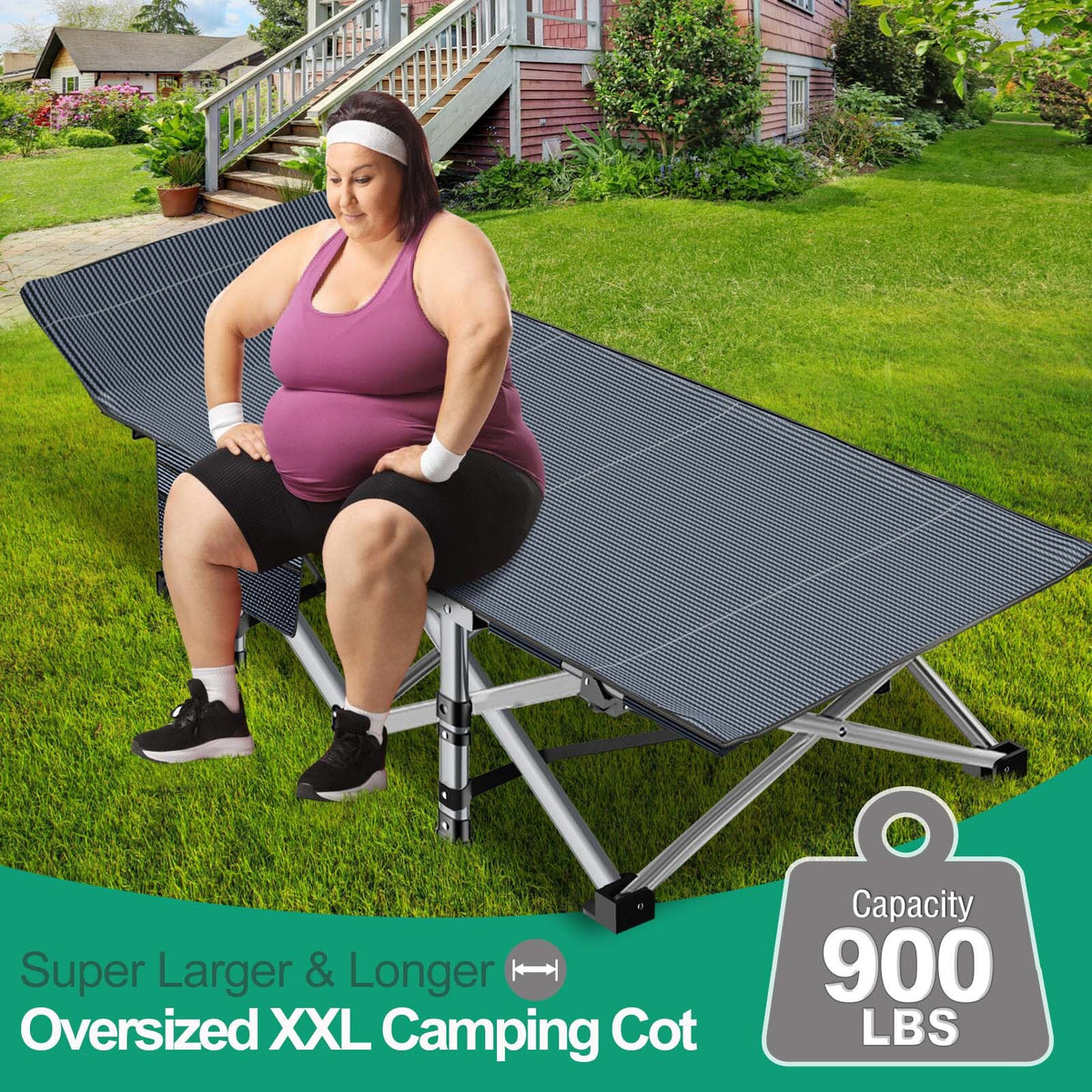 Heavy Duty Folding Camping Cot Bed for Adults Portable Sleep Bed with Support